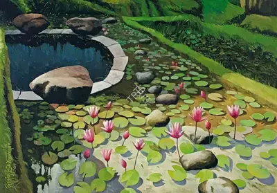 Sanjay Bhattacharya (Artist), Lilies (In Search of Peace), 2019, Painting