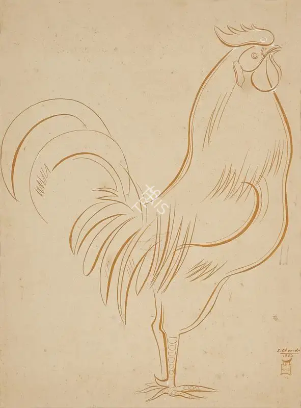 Shiavax Chavda (Artist), Rooster, 1953, Painting