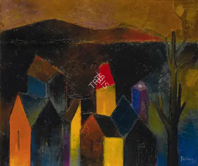 Akbar Padamsee (Artist), Untitled (Houses), 1956, Painting