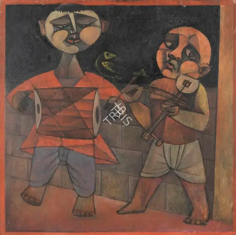 Sen, Paritosh (Artist). Untitled (Two Boy Musicians), n.d. | Painting, Bon.Lon/24.10.18, 2018 · Bonhams
