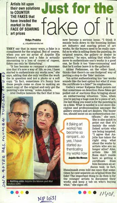 Vidya Prabhu (Writer), Just For The Fake of It, 2007, Newspaper clipping