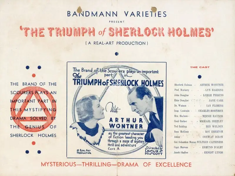 Leslie S. Hiscott (Director), The Triumph of Sherlock Holmes, 1935, Handbill