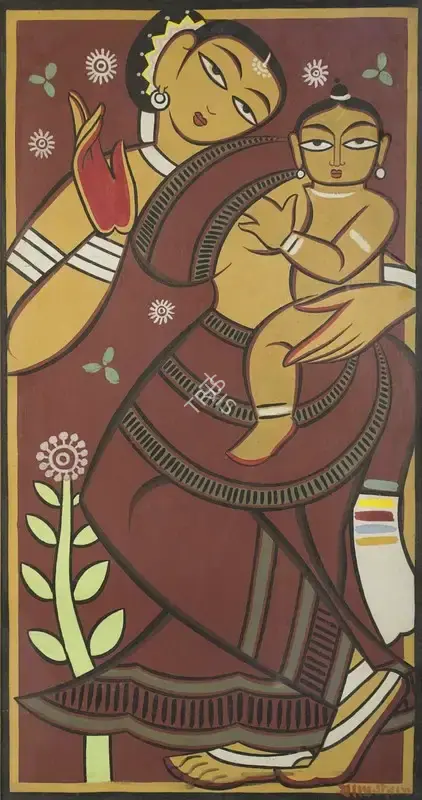 Roy, Jamini (Artist). Untitled (Mother and Child), circa 1930 | Painting, AG.Mum/30.09.25, 2025 · Asta Guru