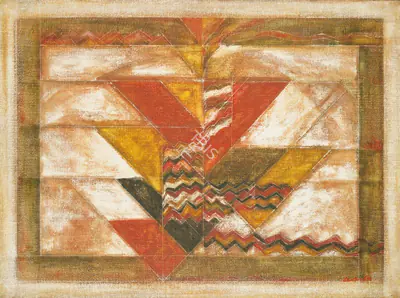Akkitham Narayanan (Artist), Several Triangles, 1990, Painting
