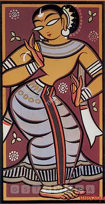 Jamini Roy (Artist), Dancing Girl, 1940, Painting