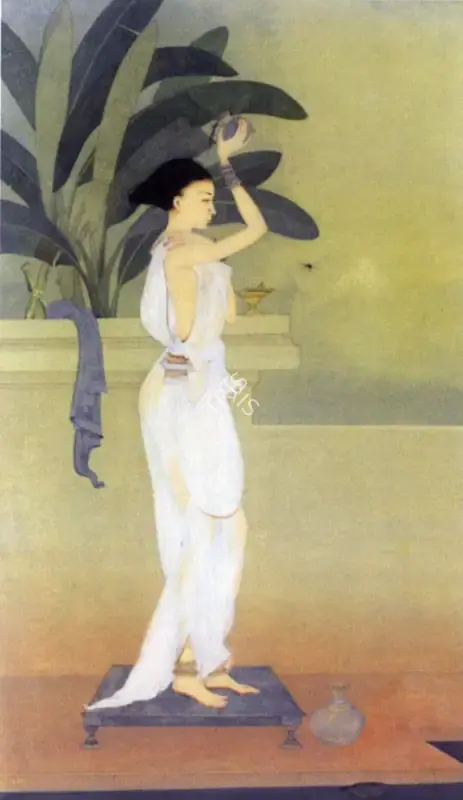 Bengal School (Artist), Maiden Anointing Herself With Oil, 1920, Painting