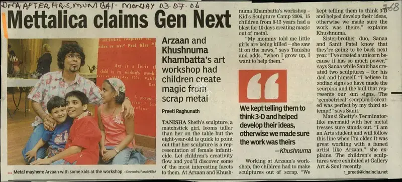 Preeti Raghunath (Reporter), Mettalica Claims Gen Next, 2006, Newspaper Clipping