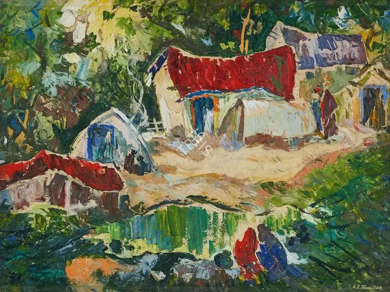 A.A. Almelkar (Artist), Huts, Painting