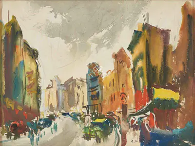 S.H. Raza (Artist), Untitled (Bombay), 1946, Painting