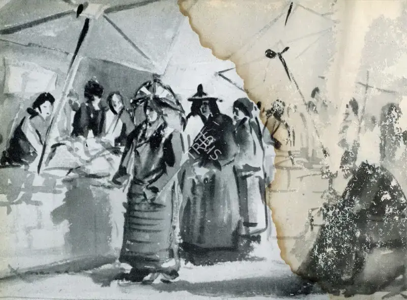Kanwal Krishna (Artist), Tibetan Market, Painting