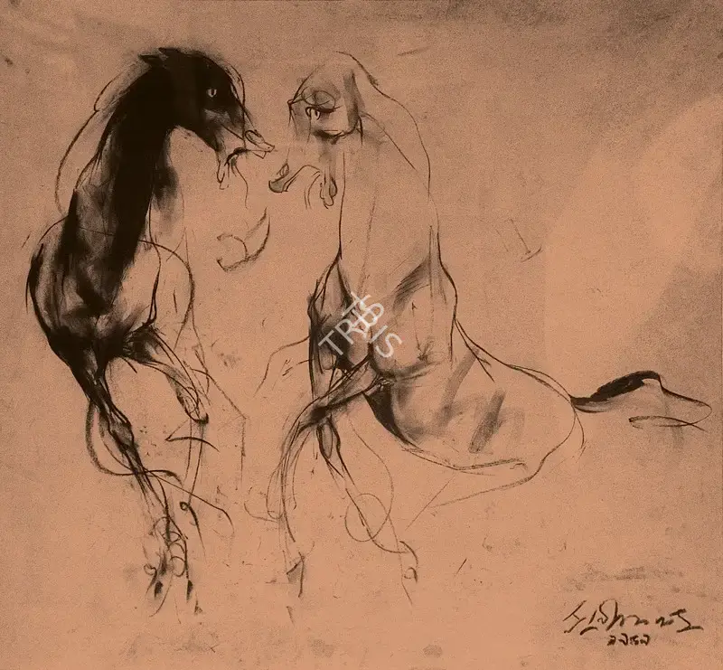 Das, Sunil (Artist). Horses Series, 1959 | Drawing, Os.Del/01.03.06, 2006 · Osian's