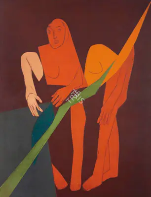 Tyeb Mehta (Artist), Diagonal XV, 1975, Painting