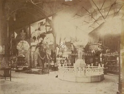 Shew Shankar Narayan (Photographer), Messrs. Osler and Co.'s Crystal glass Fountain and the Paper Machie Elephant of the Bengal Court, 1883, Antiquarian Photograph
