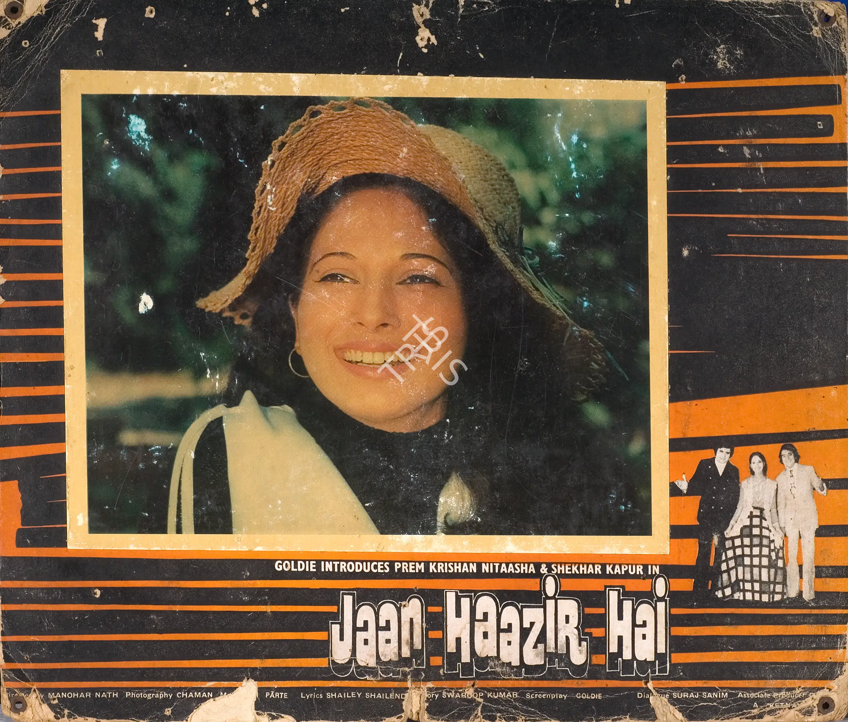 Goldie (Producer), Jaan Haazir Hai, 1975, Photographic Still Mounted on Lobby Card