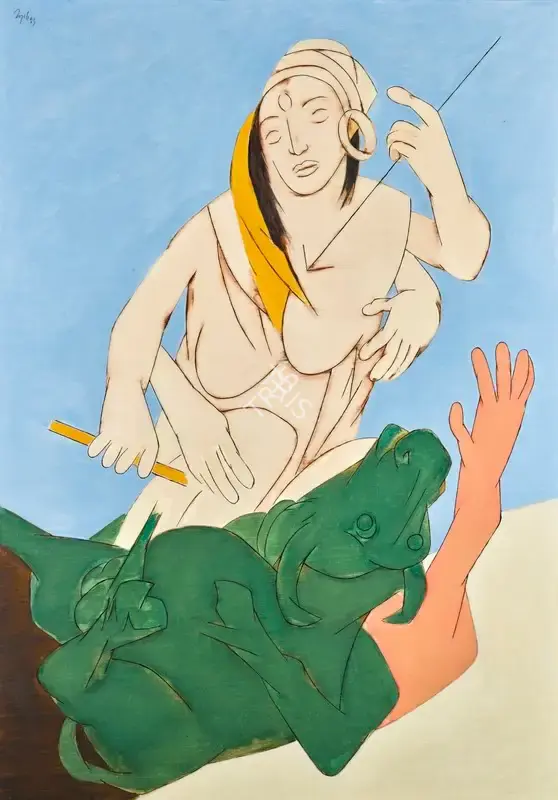 Tyeb Mehta (Artist), Durga Mahisasura Mardini, 1993, Painting