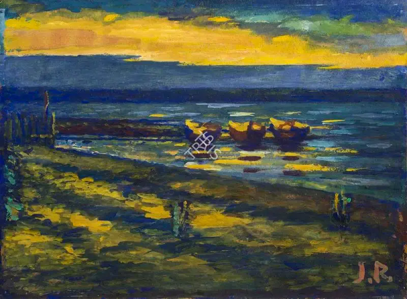 Jamini Roy (Artist), Untitled (Sunset over the Hooghly River), 1930, Painting