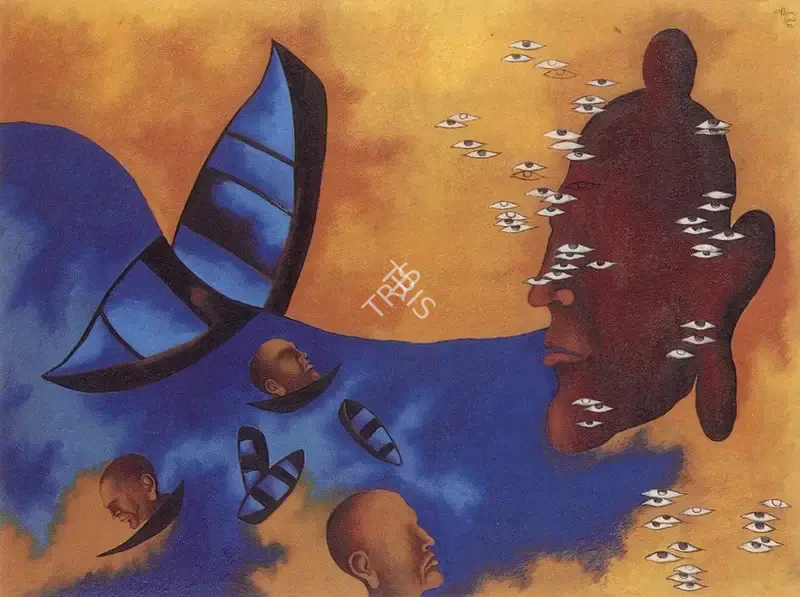 Arpana Caur (Artist), Buddha and the Broken Boat, 1992, Painting