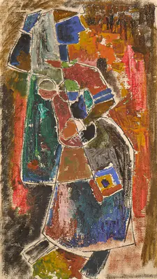 M.F.&nbsp;Husain (Artist), Untitled (Woman), 1951, Painting