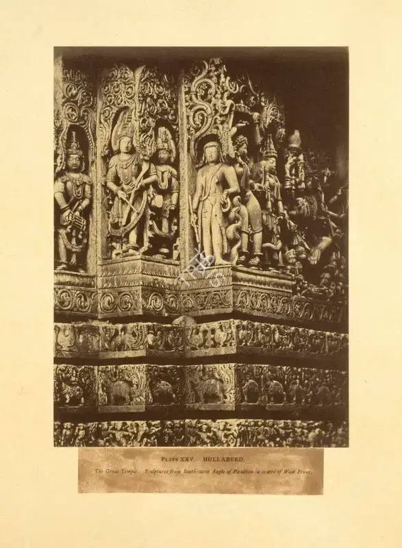 William Henry Pigou (Photographer), Hullabeed. The Great Temple. Sculptures from South-west Angle of Pavilion in centre of West Front, Antiquarian Photograph