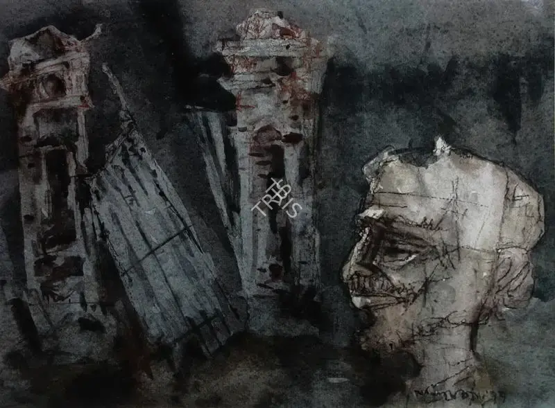 Shyamal Dutta Ray (Artist), Man, 1977, Painting
