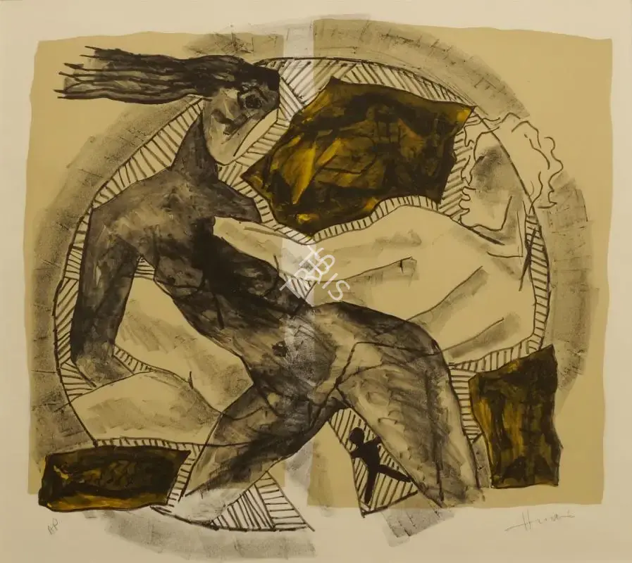 M.F. Husain (Artist), Untitled (Figures), Graphic Art