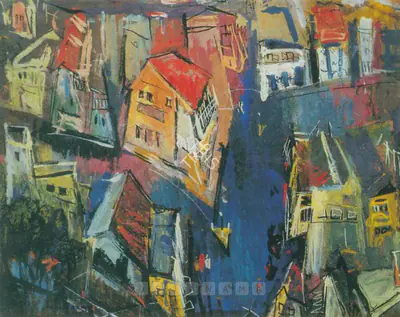 Raza, S.H. (Artist). Landscape. Oil on board, 1948 | Painting  | 00877735