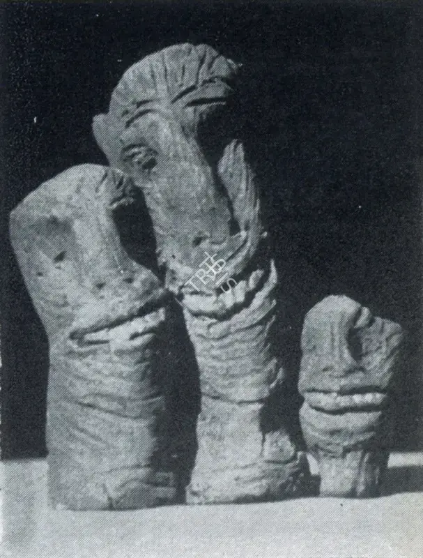 Dhanraj Bhagat (Artist), Three Laughing Faces, 1960, Sculpture