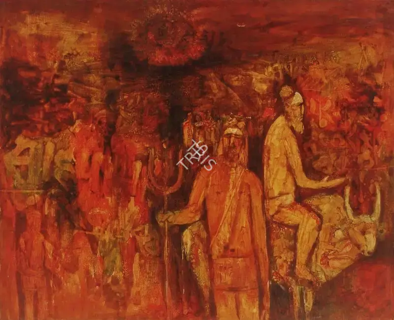 Arup Das (Artist), Shiva Leading a Procession, 1975, Painting