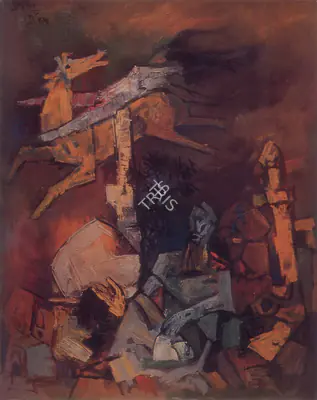Husain, M. F. (Artist). Baghdad. Oil on canvas, 1965 | Maqbool Fida Husain , 1971 | Painting | FineArts | 00495223
