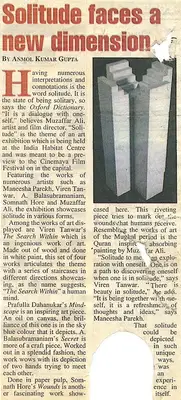 Anmol Kumar Gupta (Reporter), Solitude faces a new dimension, 2003, Newspaper Clipping