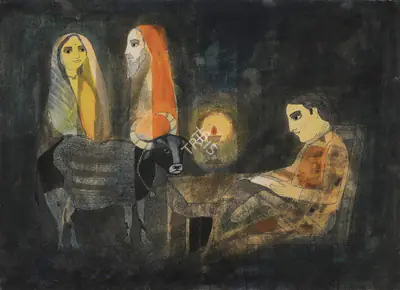 Badri Narayan (Artist), Remembering the Dialogue between Savitri and Yama, 1991, Painting