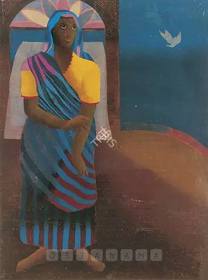 Swapan Kumar Das (Artist), Women At Dove, 1990, Graphic Art