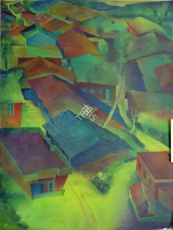 Nabibaksh Mansoori (Artist), Village Scape, Painting