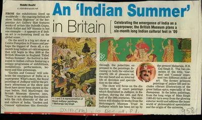 Riddhi Doshi (Reporter), An 'Indian Summer' in Britain, 2008, Newspaper Clipping