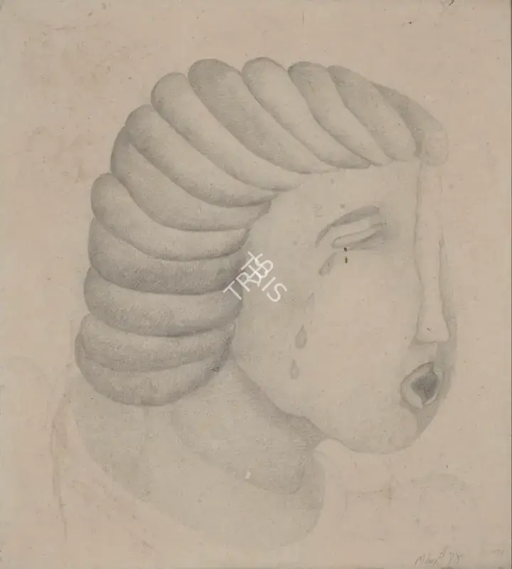 Manjit Bawa (Artist), Untitled (Face of a Man), 1978, Drawing