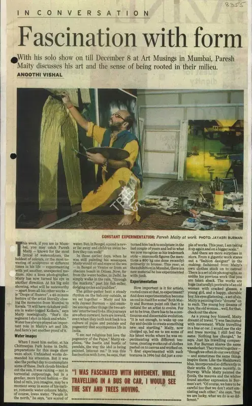 Anoothi Vishal (Reporter), Fascination with form, 2009, Newspaper Clipping