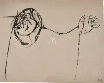 Tyeb Mehta (Artist), Untitled (Trojan Woman), 1966, Drawing