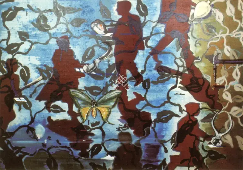 Reena Saini (Artist), Flower Pilgrimage, 2001, Painting