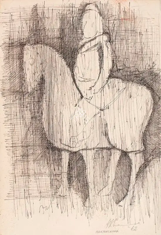 Krishen Khanna (Artist), Han Horseman, 1962, Painting