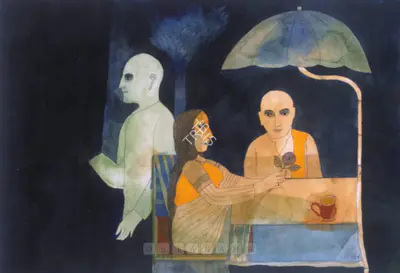 Badri Narayan (Artist), Peering Into The Void And A Flower For The Boddhisattva, 2003, Painting