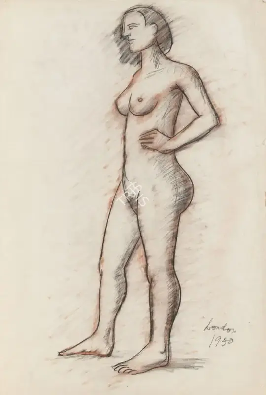 F.N. Souza (Artist), Untitled (Standing Nude), 1950, Painting