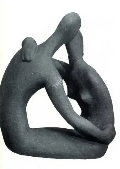 Chintamoni Kar (Artist), The Kiss, 1961, Sculpture