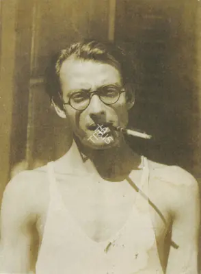 Unknown (Photographer), Chittaprosad, posing for a portrait in a torn vest, Contemporary Photograph