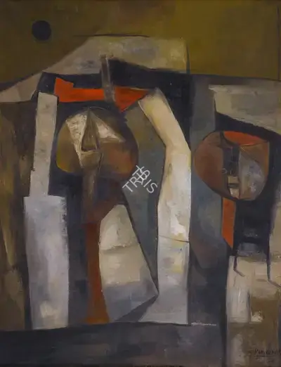 Ramkumar (Artist), Two Friends, 1958, Painting