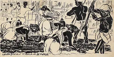 Chittaprosad (Artist), Bengal Famine Series-Bezwada, 1944, Drawing