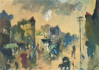 S.H. Raza (Artist), Untitled, 1945, Painting