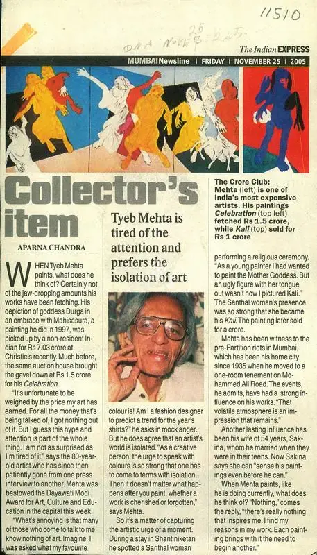 Aparna Chandra (Writer), Collector's Item, 2005, Newspaper clipping
