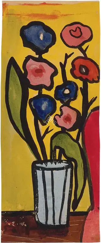 F.N. Souza (Artist), Untitled (Flowers in Vase), 1946, Painting