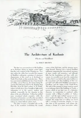 Percy Brown (Essayist), The Architecture of Kashmir, 1955, Essay