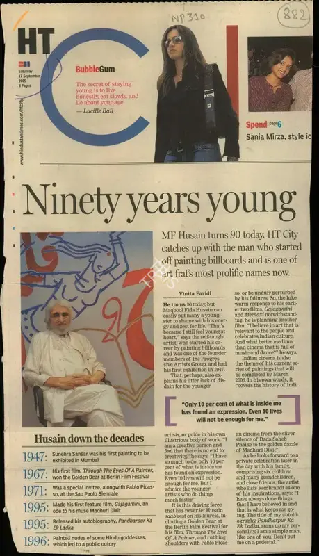 Vinita Faridi (Reporter), Ninety Years Young, 2005, Newspaper Clipping